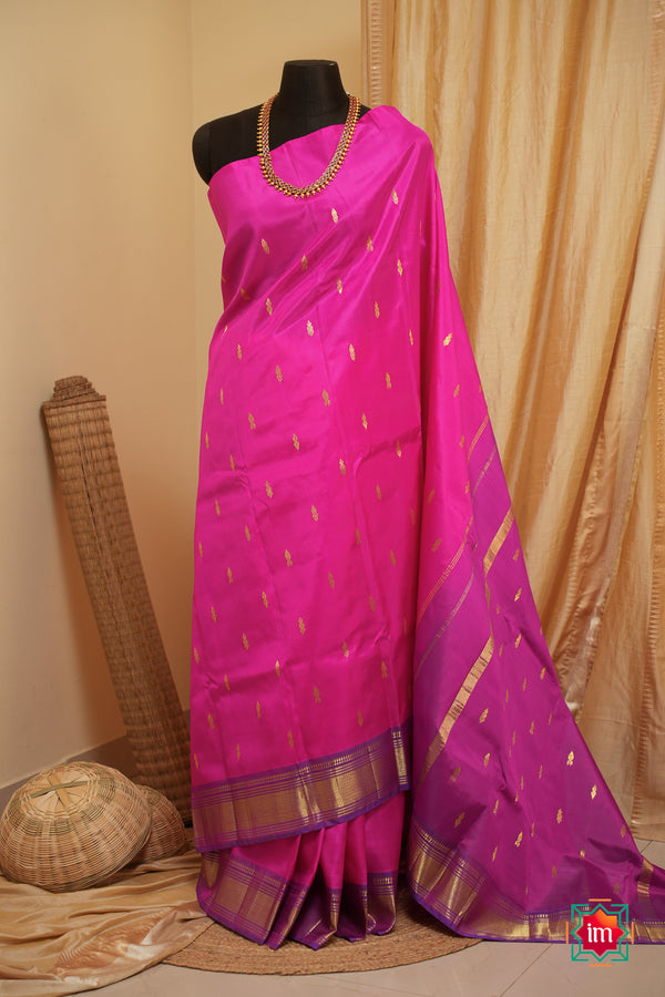 Pink With-Purple-Kanjivaram-Silk-Saree-Meenakshi-The-Indian-Motif