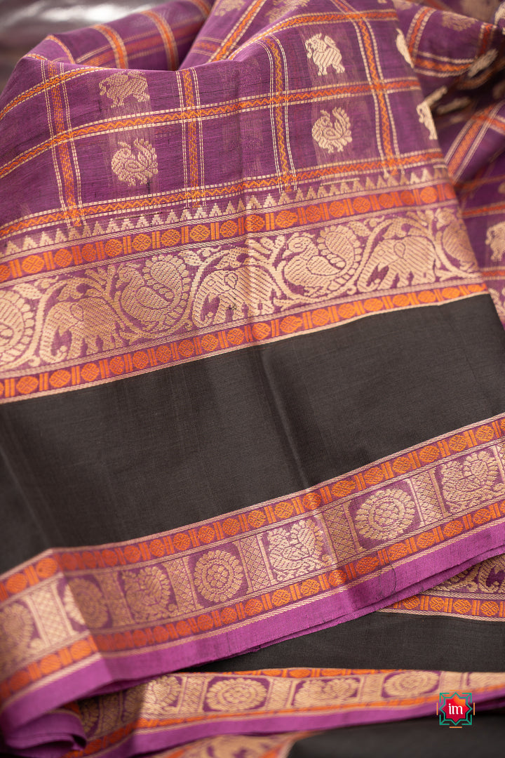 Purple-1000-Butta-Cotton-Saree-Jamun-Thari-3-The-Indian-Motif