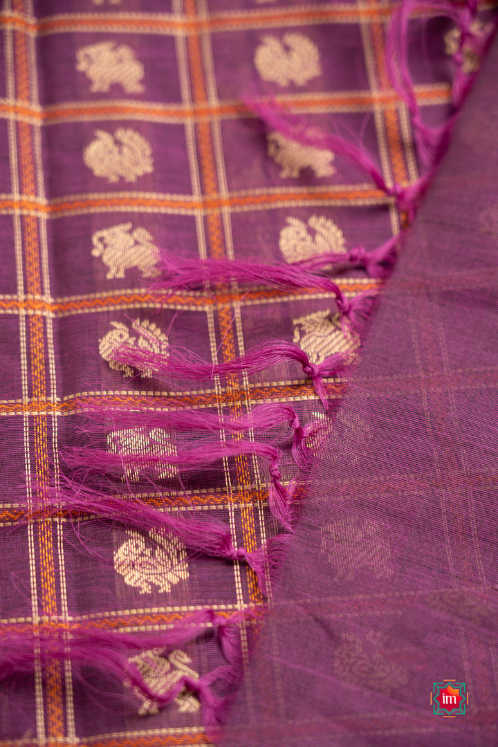 Purple-1000-Butta-Cotton-Saree-Jamun-Thari-4-The-Indian-Motif