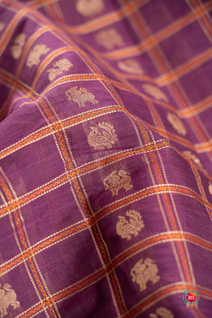 Purple-1000-Butta-Cotton-Saree-Jamun-Thari-5-The-Indian-Motif