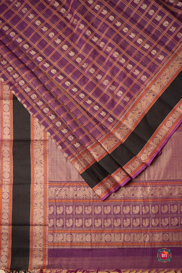 Purple-1000-Butta-Cotton-Saree-Jamun-Thari-The-Indian-Motif