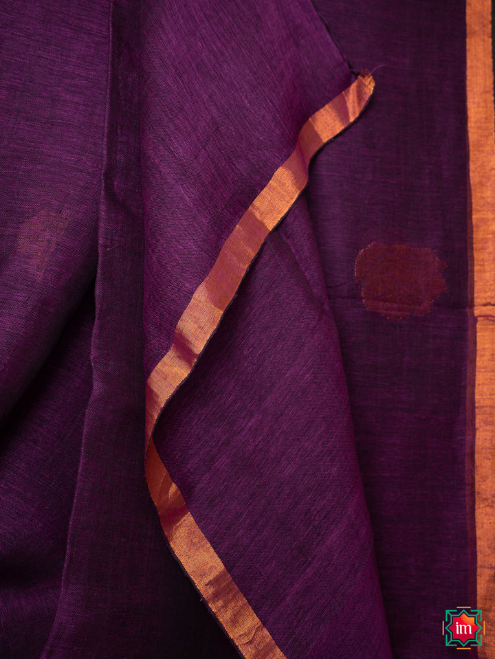 Purple-Handwoven-Linen-Jamdhani-Saree-Orchid-Love-3-The-Indian-Motif