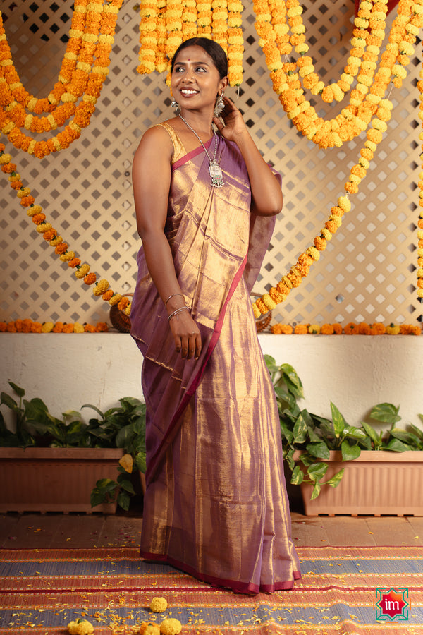 Purple Shot Tissue By Cotton Saree Mallika-The Indian Motif