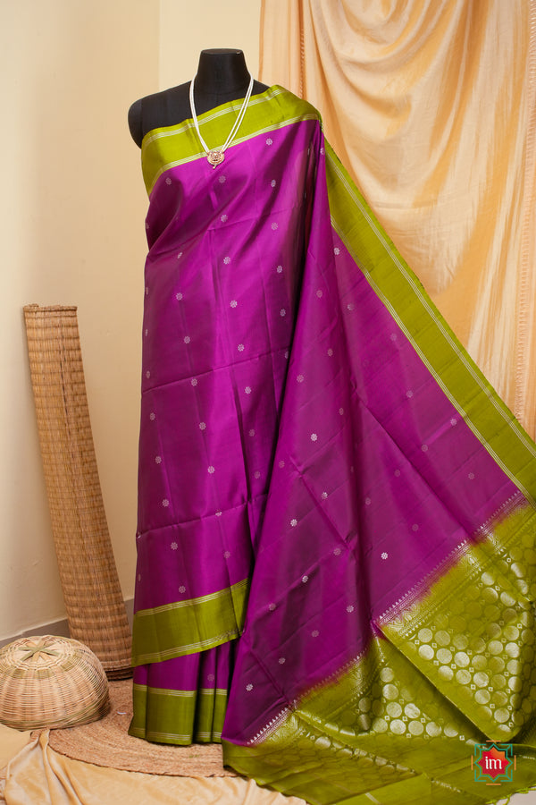 Purple-With-Green-Kanjivaram-Soft-silk-Handloom-Saree-Mythili-The-Indian-Motif