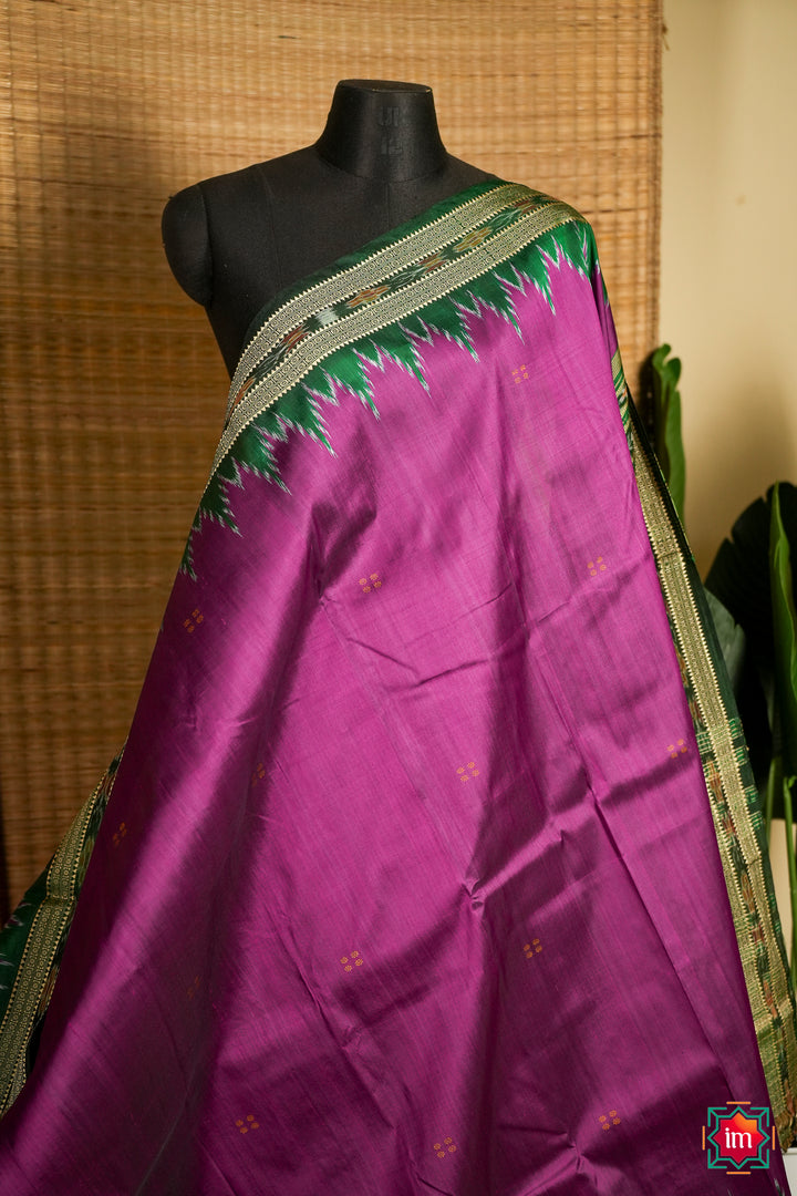 Purple-With-Green-Odisha-Ikkat-Silk-Khandua-Saree-Manmohini-1-The-Indian-Motif