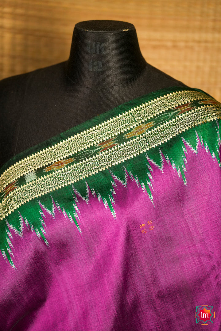 Purple-With-Green-Odisha-Ikkat-Silk-Khandua-Saree-Manmohini-2-The-Indian-Motif