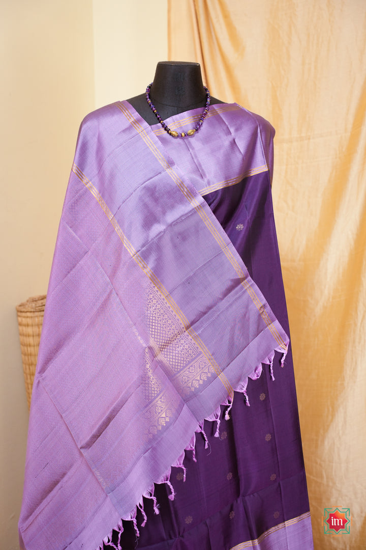 Purple-With-Lavender-Kanjivaram-Soft-silk-Handloom-Saree-Vaigai-2-The-Indian-Motif