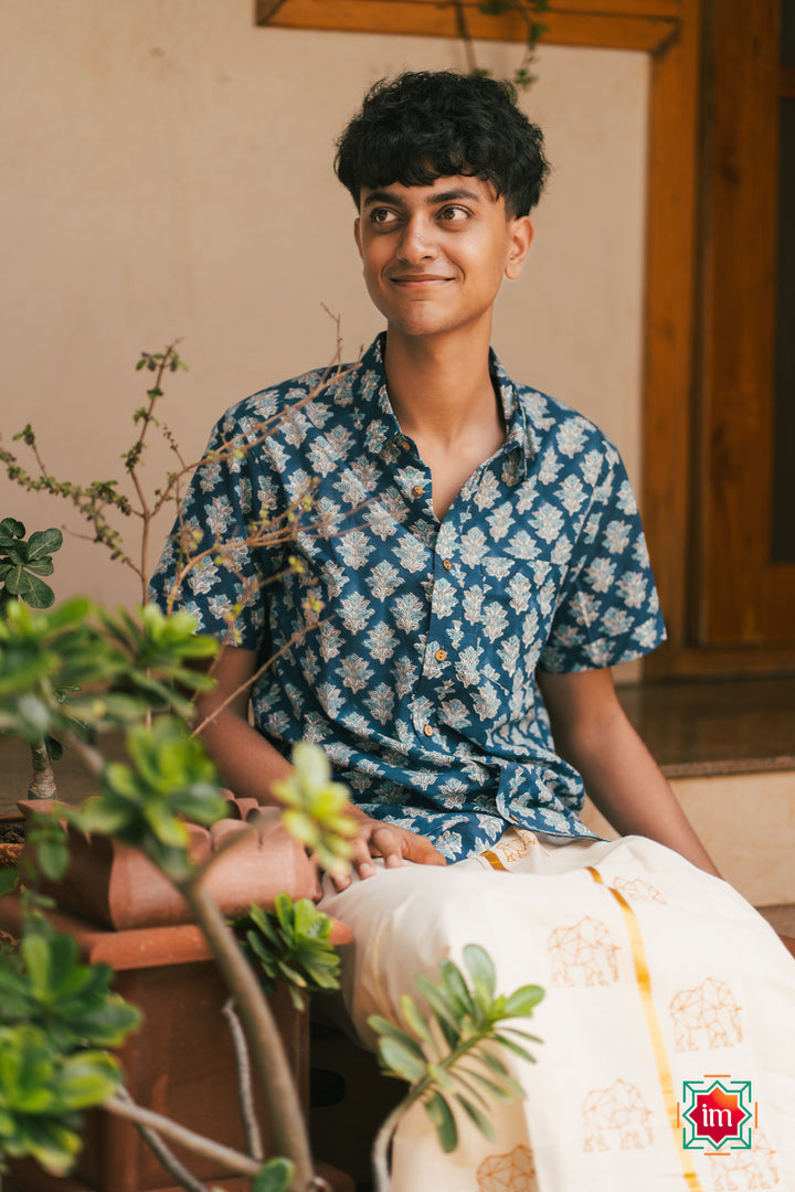 Quirky-Elephant-Handblock-Mens-Dhoti-OruAana-1-The-Indian-motif