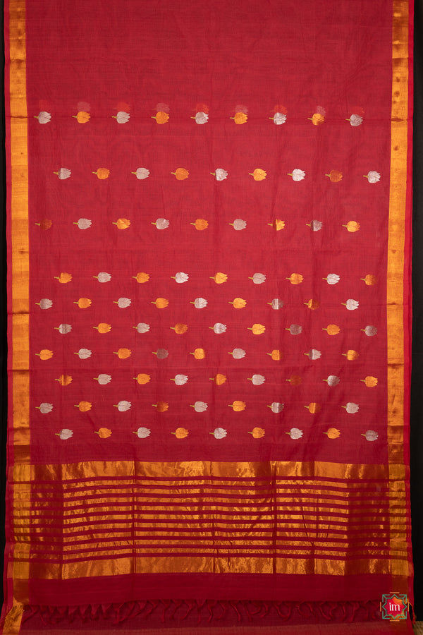 Red-Venkatgiri-Cotton-Dual-Tone-Zari-Saree-Devi-The-Indian-Motif