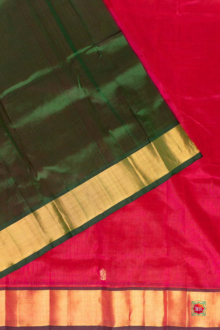 Red With Green Venkatatgiri Silk Cotton Saree Vismayam 6-The Indian Motif