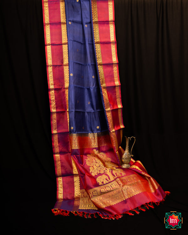 Blue Rettaipet Kanjivaram Saree Samudra