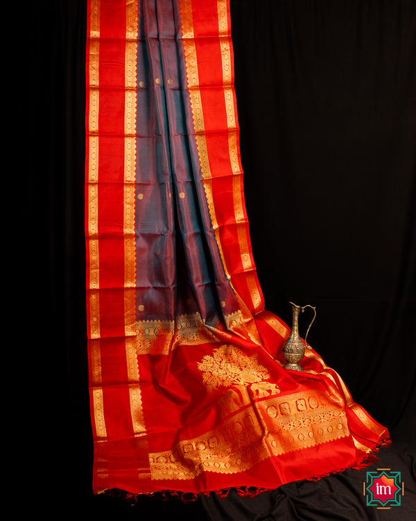 Purple Rettaipet Kanjivaram Saree Moham