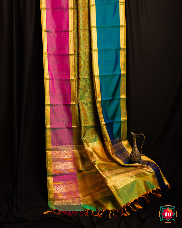 Sea green Kanjivaram Vanasingaram Silk Saree Vanathi