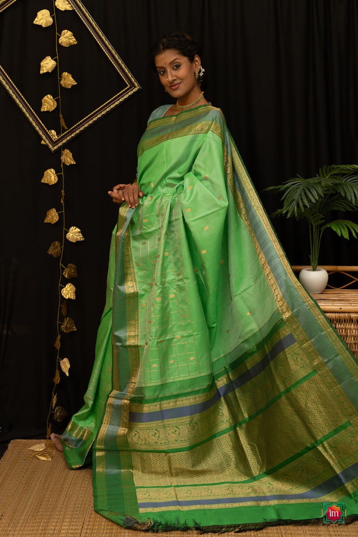 Rexona Green Kanjivaram Silk Saree Haraharapriya-1-The Indian Motif