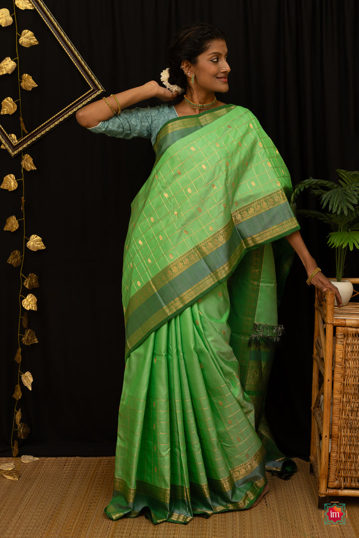 Rexona Green Kanjivaram Silk Saree Haraharapriya-2-The Indian Motif