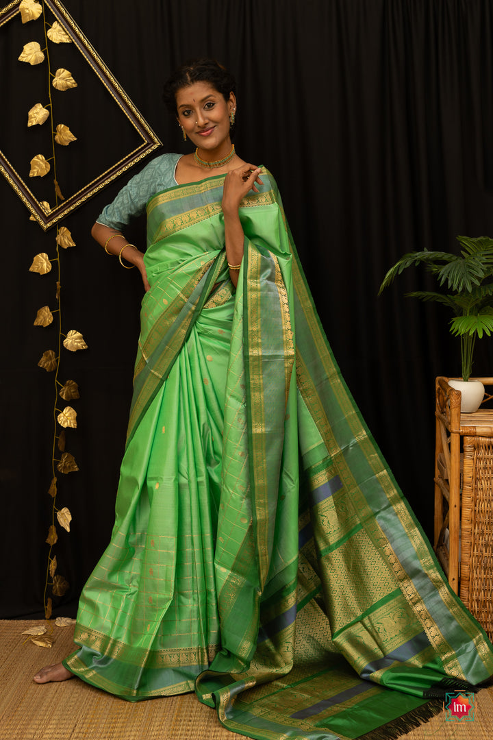 Rexona Green Kanjivaram Silk Saree Haraharapriya-The Indian Motif