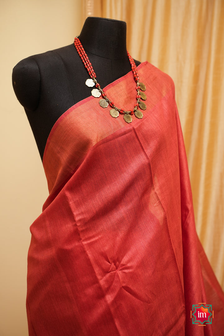 Rust-Orange-Bhagalpur-Tussar-Handwoven-Silk-Saree-1-The-Indian-Motif