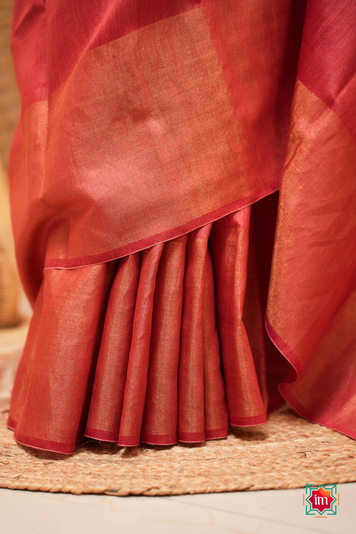Rust-Orange-Bhagalpur-Tussar-Handwoven-Silk-Saree-4-The-Indian-Motif