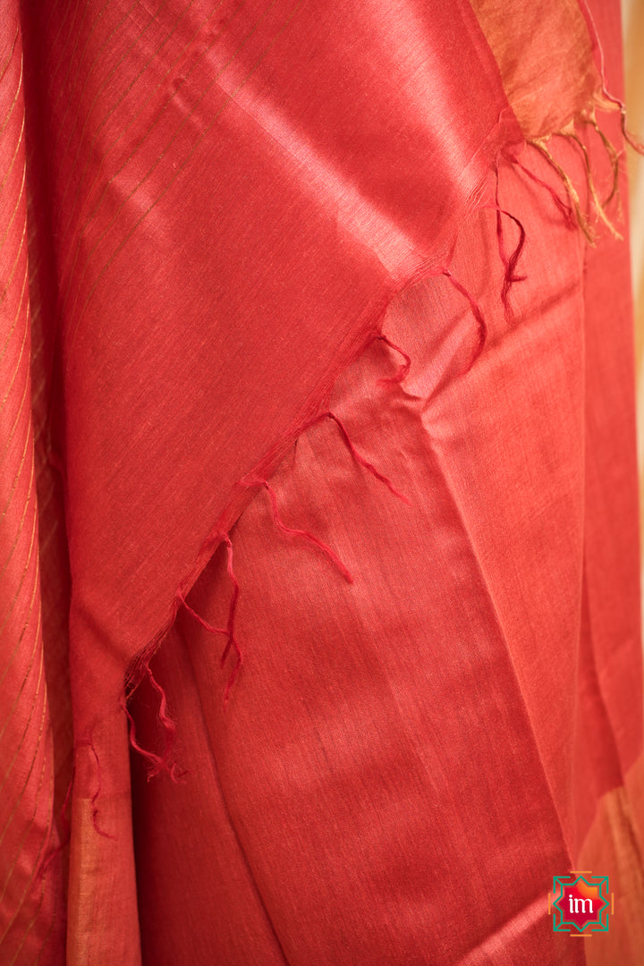 Rust-Orange-Bhagalpur-Tussar-Handwoven-Silk-Saree-5-The-Indian-Motif