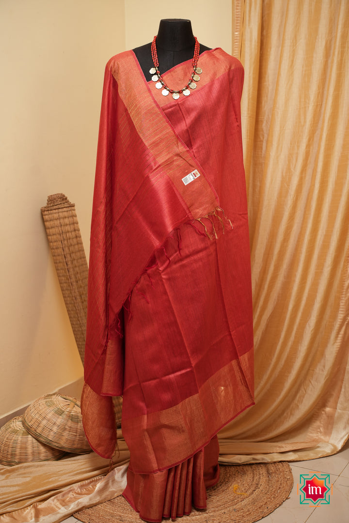 Rust-Orange-Bhagalpur-Tussar-Handwoven-Silk-Saree-6-The-Indian-Motif