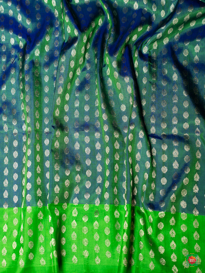 Sea Green With Green Borderless Venkatatgiri Silk Saree Sindhubhairavi-1-The Indian Motif