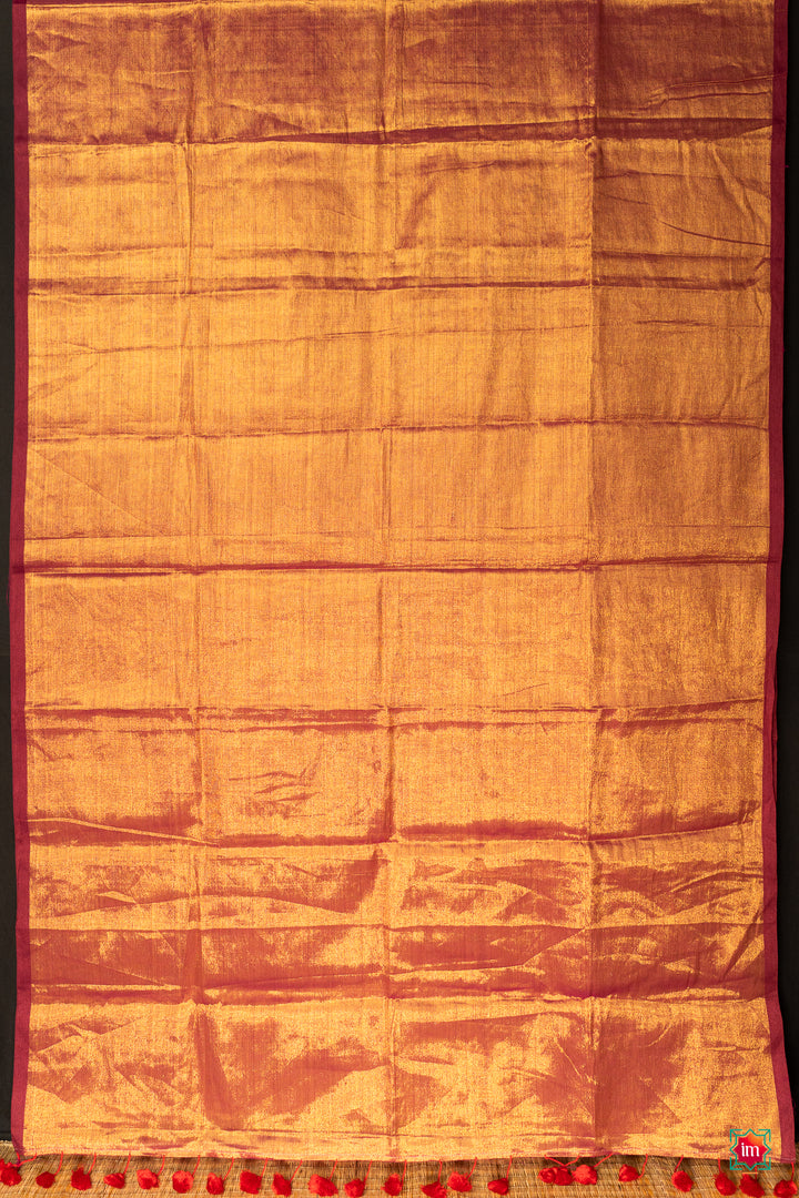 Sunrise Orange Tissue By Cotton Saree Jannat-10-The Indian Motif