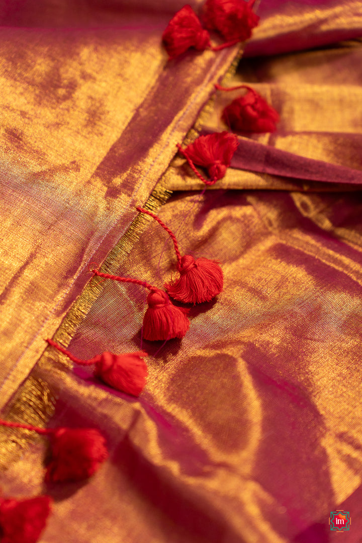 Sunrise Orange Tissue By Cotton Saree Jannat-9-The Indian Motif