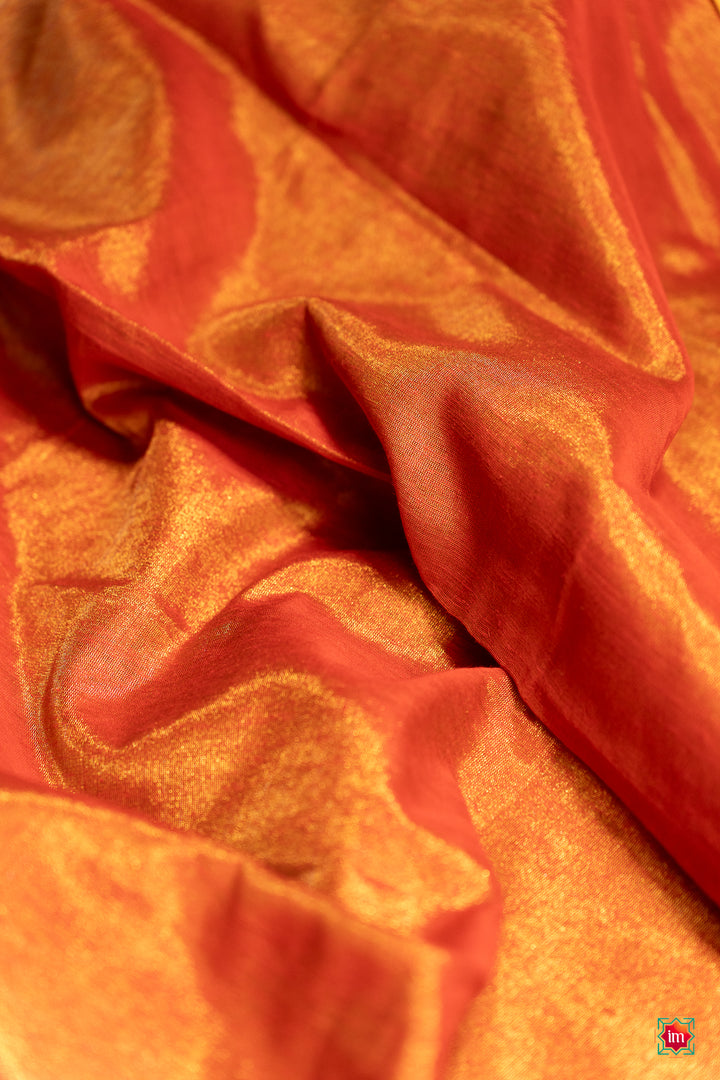 Sunrise Orange Tissue By Linen Saree Haseena -10-The Indian Motif