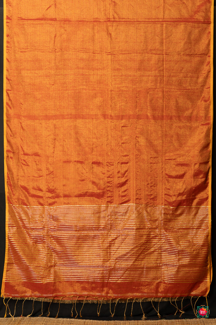 Sunrise Orange Tissue By Linen Saree Haseena -11-The Indian Motif
