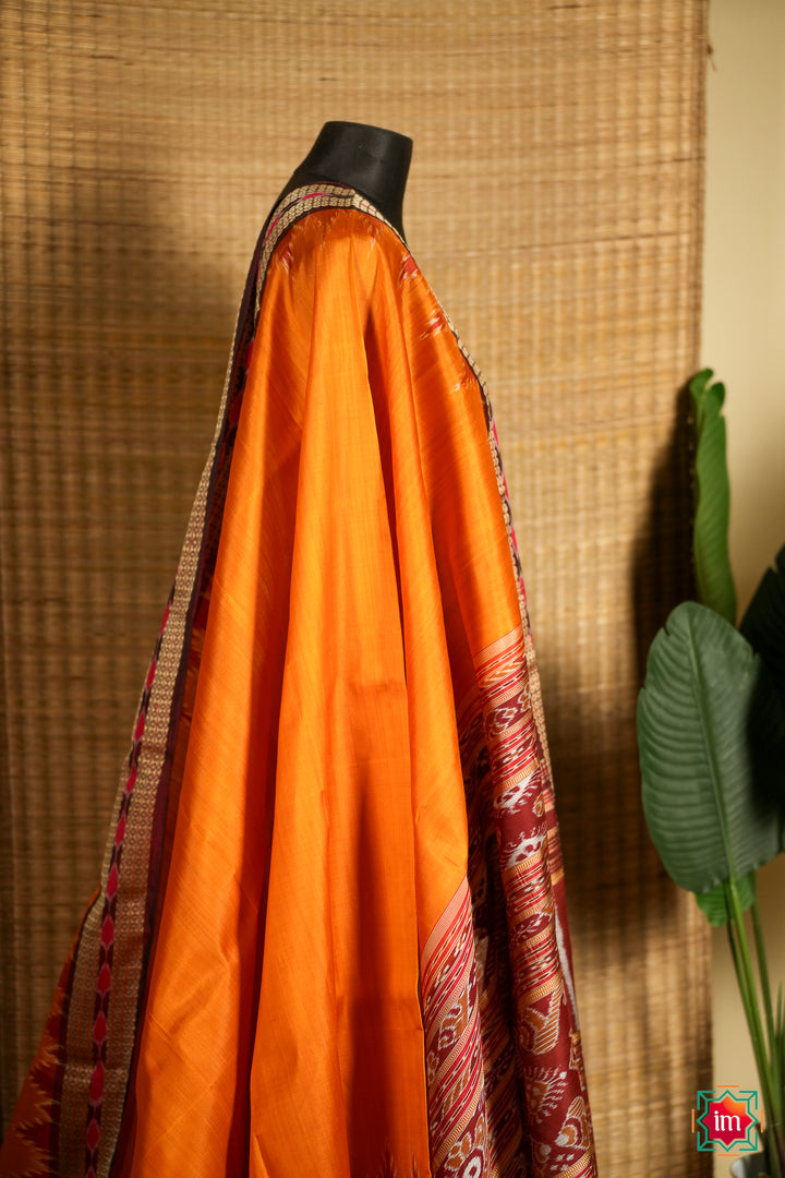 Tumeric-yellow-With-Red-Odisha-Ikkat-Silk-Khandua-Saree-Haridra-3-The-Indian-Motif