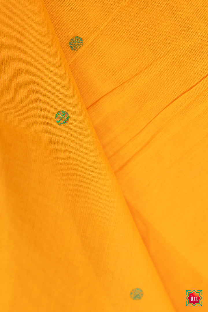 Turmeric Kanchi Cotton Saree Manjal-2-The Indian Motif