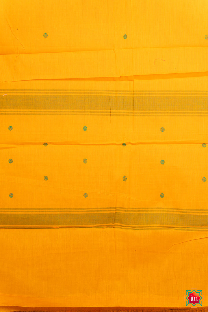 Turmeric Kanchi Cotton Saree Manjal-4-The Indian Motif