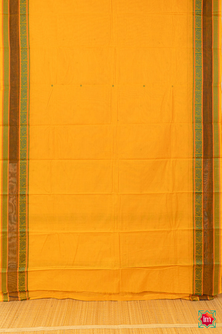 Turmeric Kanchi Cotton Saree Manjal-5-The Indian Motif