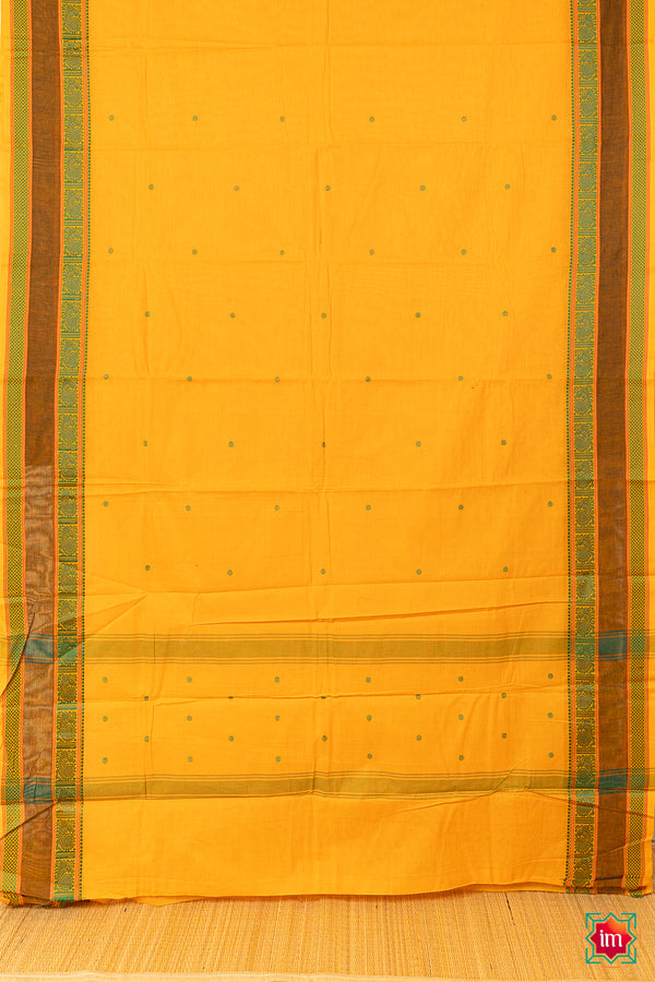 Turmeric Kanchi Cotton Saree Manjal-The Indian Motif