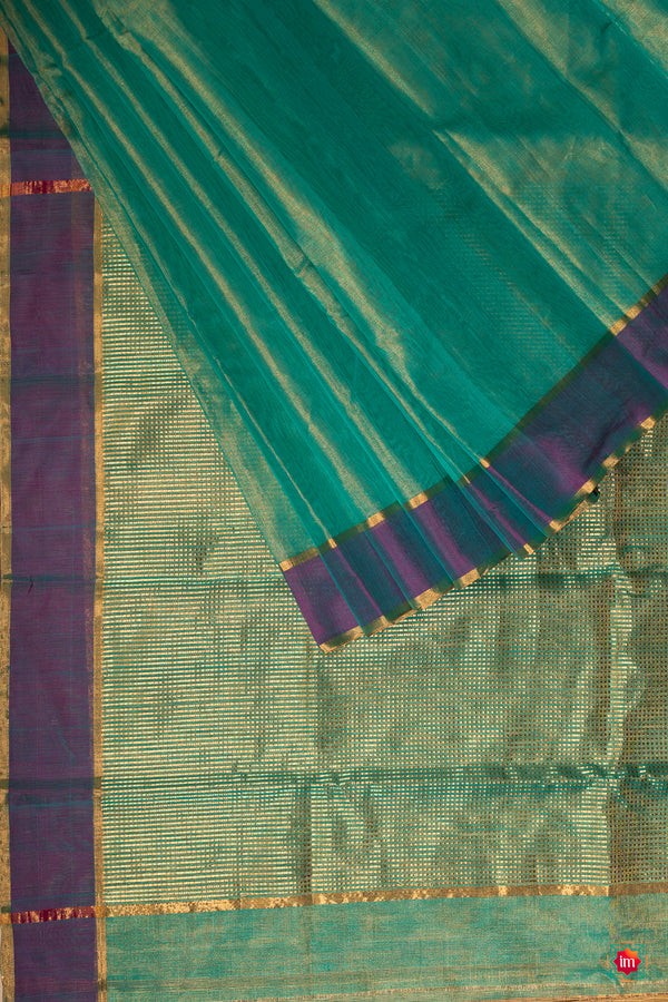 Turquoise Blue Tissue Chanderi Silk Cotton Saree Jharna-The Indian Motif
