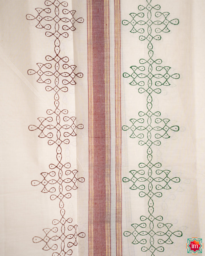 White-Cotton-Handblock-Printed-Mens-Dhoti-Vishu-5-The-Indian-Motif