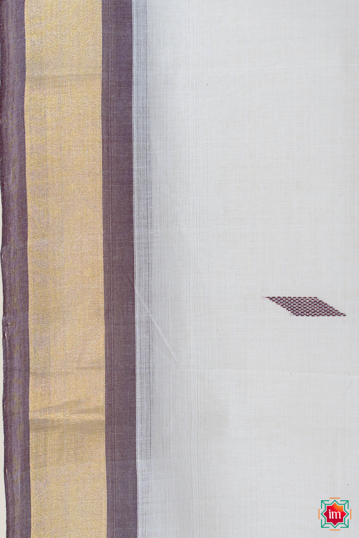 White Kasavu Handloom Cotton Saree Chakkarakutty-2-The Indian Motif