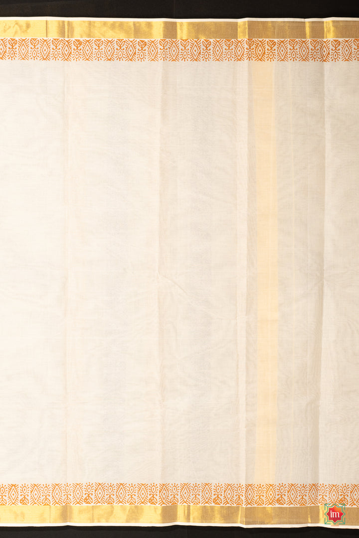 White Kasavu Traditional Motif Zari Border Jugalbandhi Saree Yaanai-14-The Indian Motif