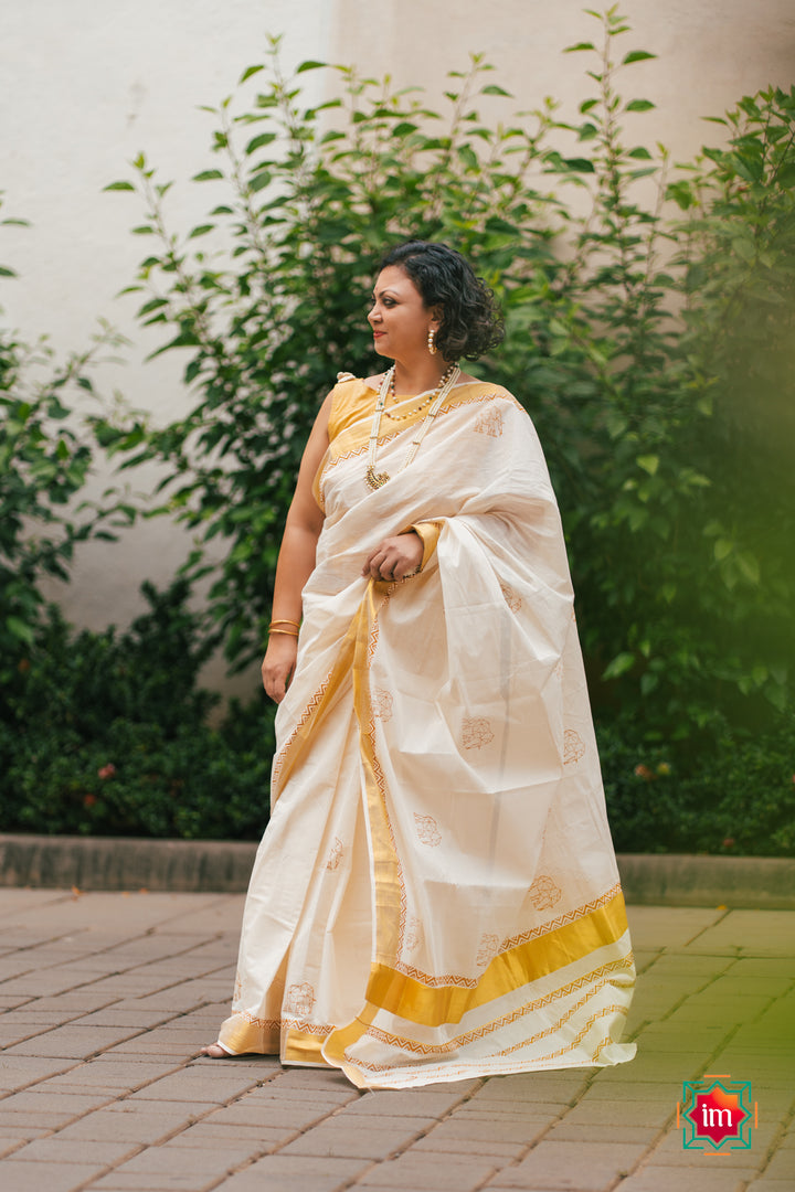 White-Onam-Kasavu-Elephant-Motif-Jugalbandhi-Saree-OruAana-3-The-Indian-motif
