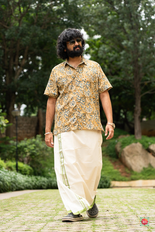 White-With-Green-Handloom-Mens-Dhoti-Kathakali-The-Indian-Motif
