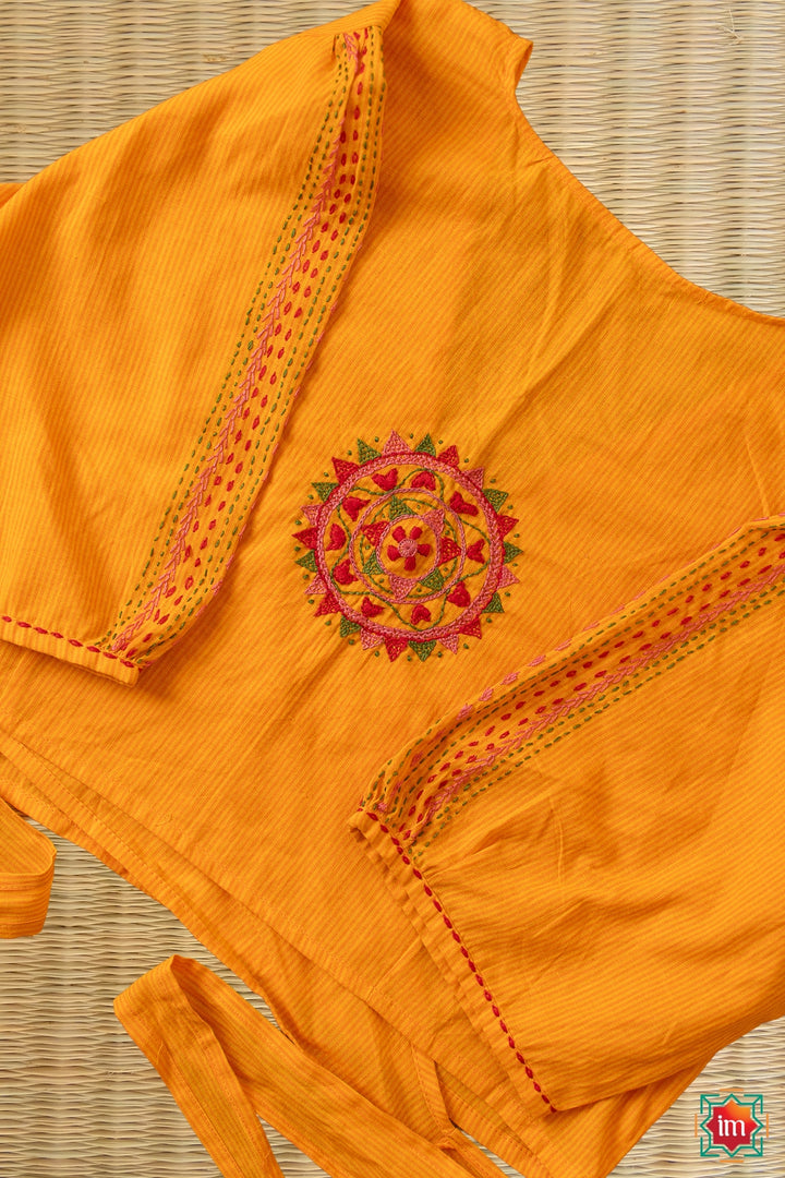 Yellow Lambani Embroidery Tie-Blouse Apsara-2-The Indian Motif