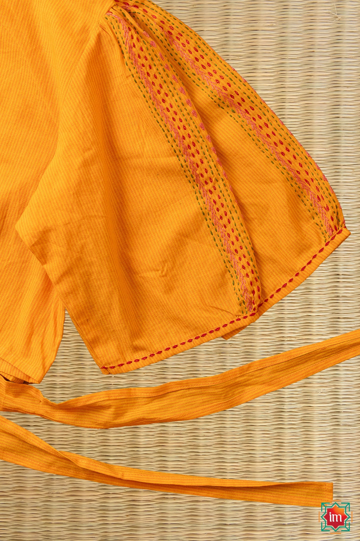 Yellow Lambani Embroidery Tie-Blouse Apsara-3-The Indian Motif