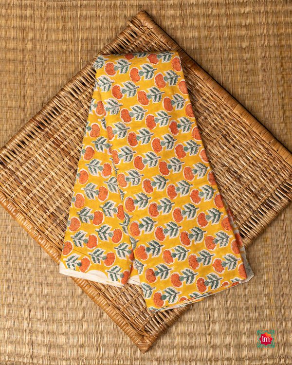 Yellow-Marigold-Bagru-Handblock-Printed-Fabric-The-Indian-Motif