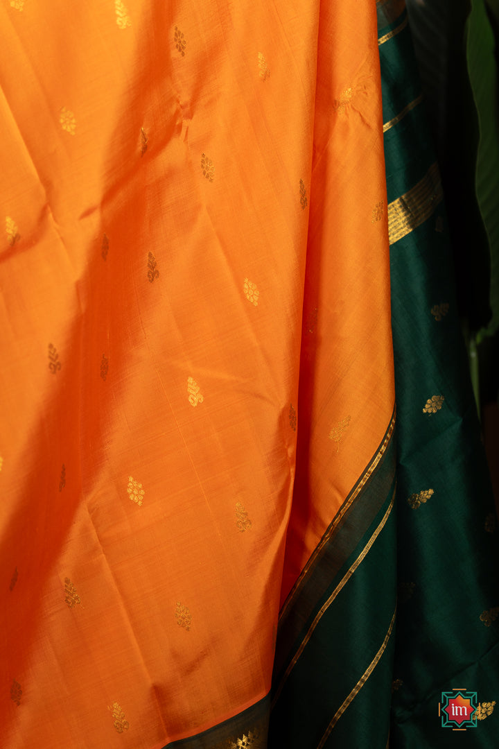 Yellow-With-Green-Kanjivaram-Silk-Saree-Mambazham-7-The-Indian-Motif