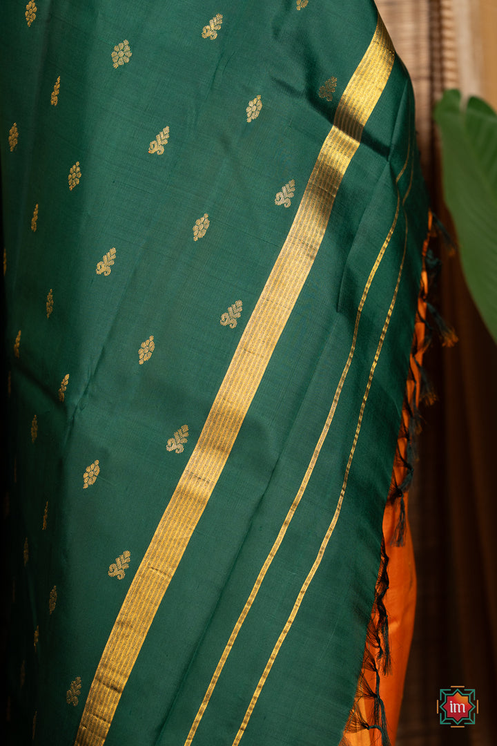 Yellow-With-Green-Kanjivaram-Silk-Saree-Mambazham-8-The-Indian-Motif