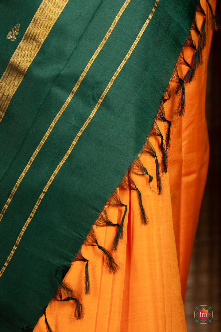 Yellow-With-Green-Kanjivaram-Silk-Saree-Mambazham-9-The-Indian-Motif