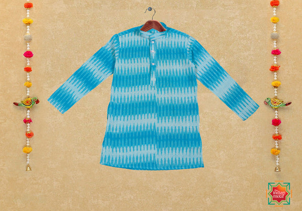 KR-Ikkat Light Blue Boys Kurta