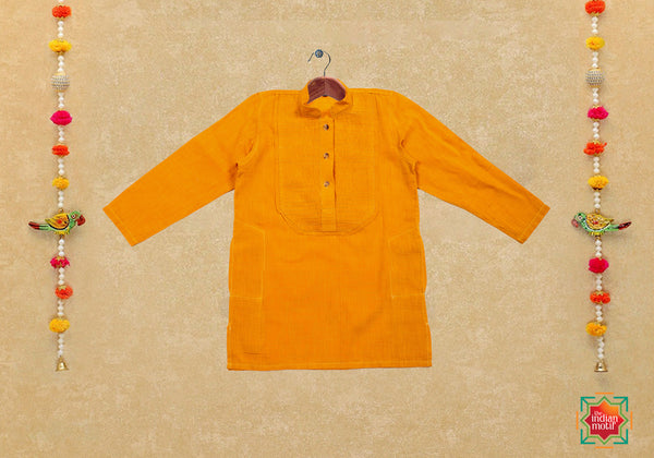 KR-Mangalgiri Yellow Pintuck Boys Kurta