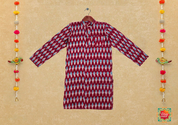 KR-Pochampalli Ikkat Wine Boys Kurta