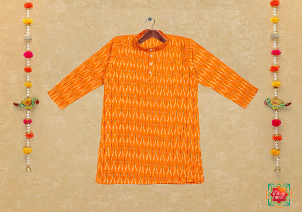 KR-Odisha Ikkat Turmeric Yellow Boys Kurta